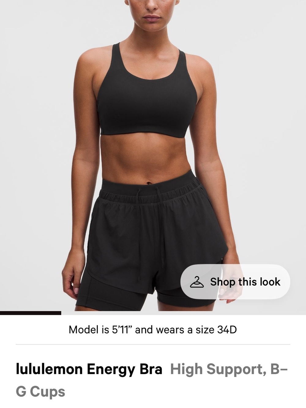 lululemon athletica Black Energy Bra — Supportive Racerback Sports Bra